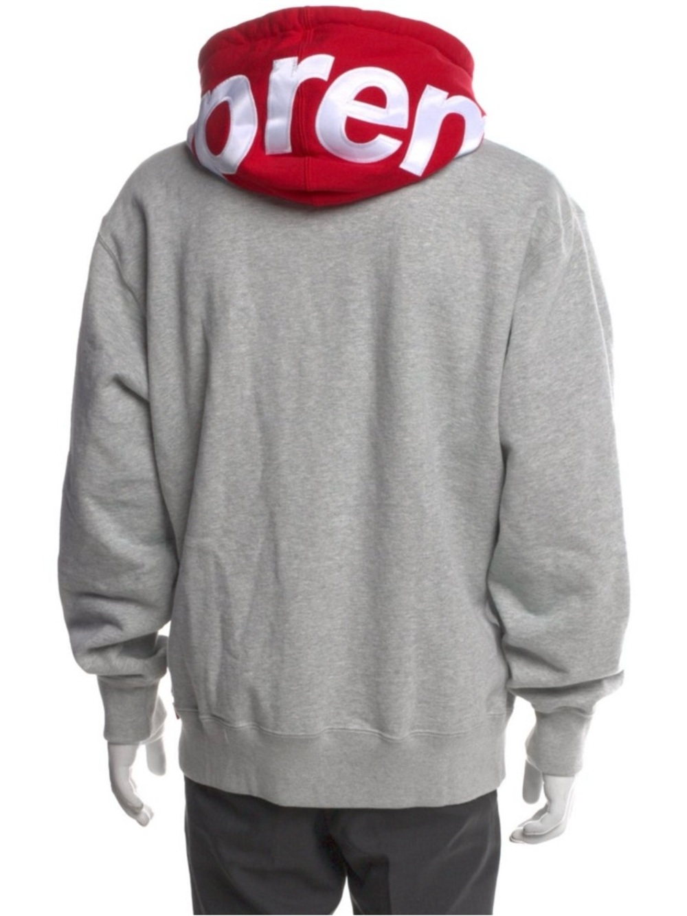 Supreme Red and White Logo Hooded Sweatshirt with Grey Body